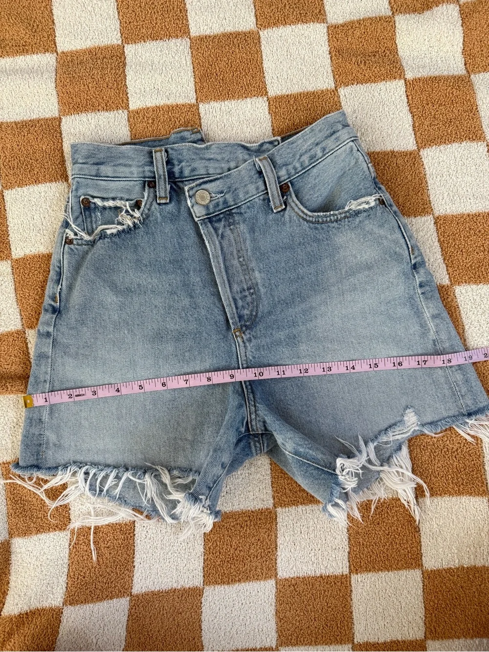 Agolde criss cross denim shorts